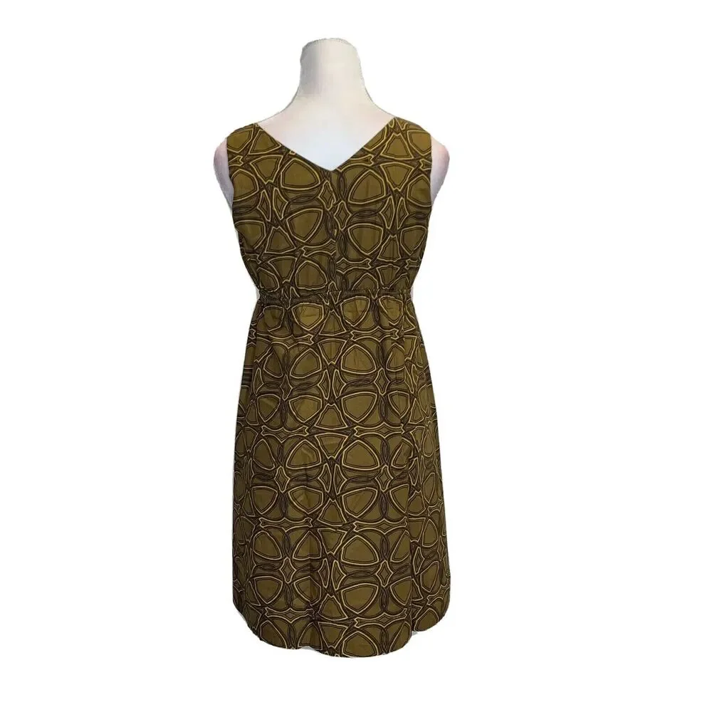 Michael Kors Women V Neck Sheath Dress High Waist Sleeveless Size PS Cotton